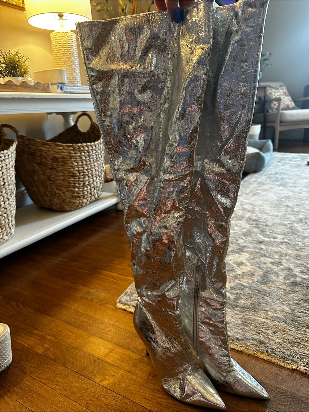 Steve Madden Over the Knee Silver Boots
